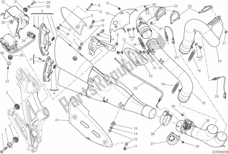 Alle onderdelen voor de Uitlaatsysteem van de Ducati Diavel FL Thailand-Brasil 1200 2015